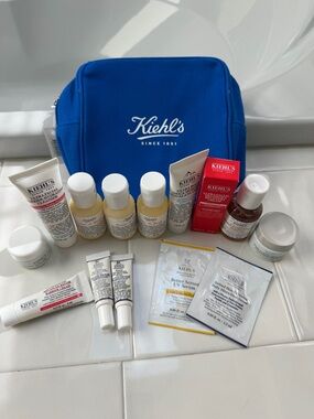 Kiehl's Royal Blue Travel Pouch with Skincare Sample Set